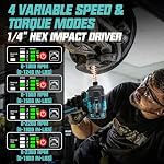 1800 in-LBS Cordless Impact Driver 1/4 inch Hex Compatible with MAKITA 18V Battery, 200 N.M PowerfulBrushless Motor, 1/4" Impact Drill with 3 Modes Speed & LED Light (No Battery)