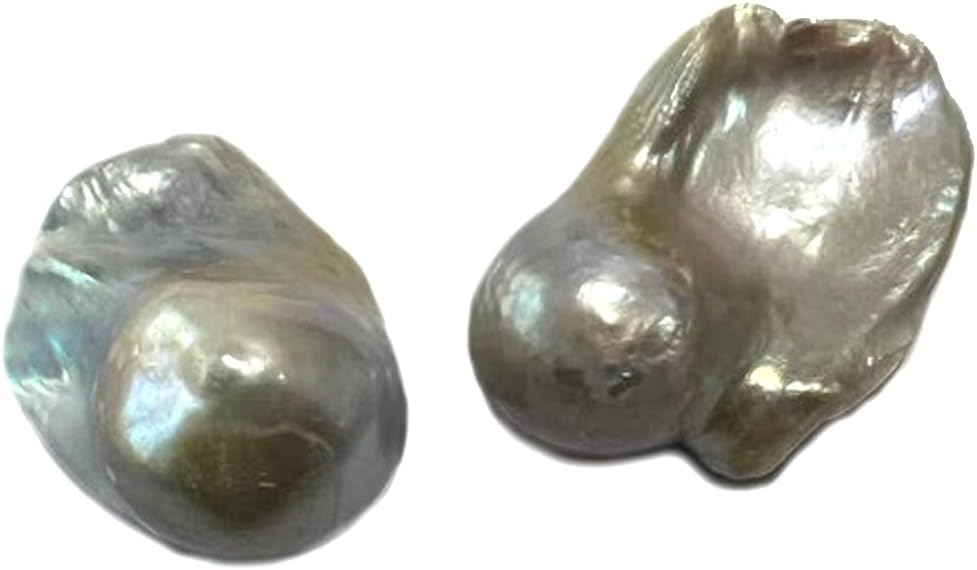 LE SKY Baroque Pearl Natural Cultured Freshwater Irregular Pearl Bead Original no Hole for Jewelry Making 2 Pcs