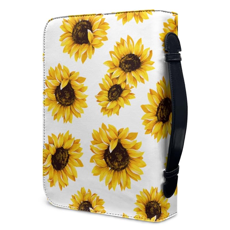 Garronmavis Yellow Sunflowers Zippered Bible Case for Women Men Retro Flower Bible Cover Floral Painting Bible Holder Bags - M - Image 3