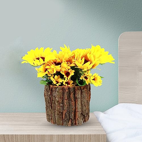 Yardwe Pack of 4 Wooden Bark Flower Pot, Tree Trunk Succulent Planter, Farmhouse Tree Stump Planter, Cactus Pot - Image 2