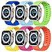 (6 Pack) Sport Ocean Band Compatible with Apple Watch Bands 38mm 40mm 41mm 42mm 44mm 45mm 49mm, Soft Silicone Replacement iwatch Strap Bands Compatible for Apple Watch Ultra SE Series 8 7 6 5 4 3 2 1 Men Women (Royal Blue/Turquoise/Apple Green/Yellow/Hot Pink/Bright Orange, 42MM/44MM/45MM/49MM)
