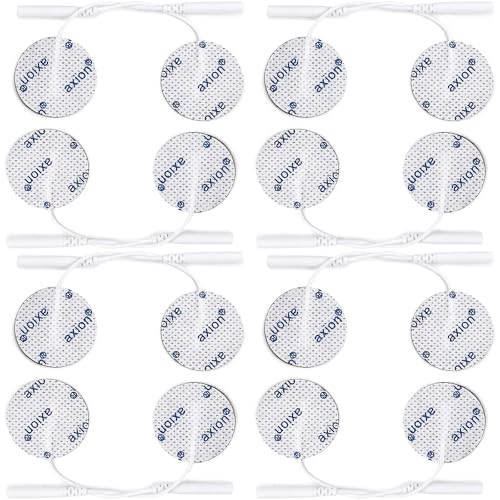 axion 16 electrodos Redondos Ø 3,2 cm | Parches de Recambio para electroestimulador TENS Reutilizables y autoadhesivos con Conector Pin de 2 mm