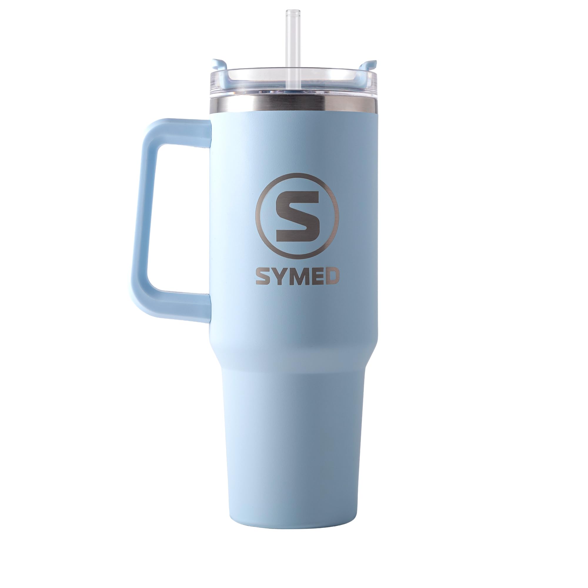 SYMED 40oz (1.18L) Insulated Tumbler with Handle & Straw โ Stainless Steel Travel Cup, Leak-Resistant Lid, Dishwasher-Safe (Light Blue) โ image 1