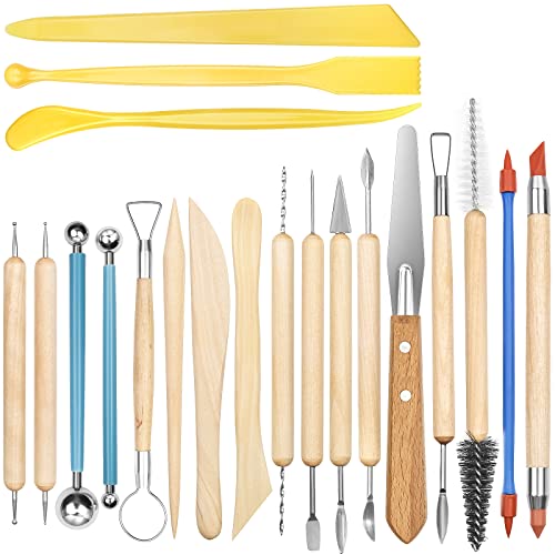 Nozomy Poterry Clay Tools,20pcs Sculpting Tools Set,Polymer Clay Tools, Sculpting Tools,Ball Stylus Tools,Dotting Tools for Modeling,Smoothing, Carving & Ceramics