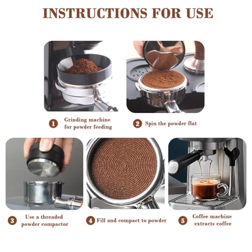 Image of Supvox Stainless Espresso Tamper 58mm 304 Stainless Coffee Distributor, Stylish Spiral Groove Pattern, Anti-Slip Diamond Texture Trim, Coffee Hand Leveler Tamper Espresso