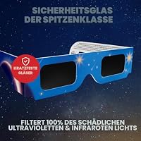Kesseph Sonnenfinsternis-Brillen 2026 (5er-Pack) – CE- & ISO-zertifizierte Schutzbrillen für die sichere Sonnenbeobachtung, inkl. Smartphone-Filter, Design: Blaue Sterne – Ansicht 5