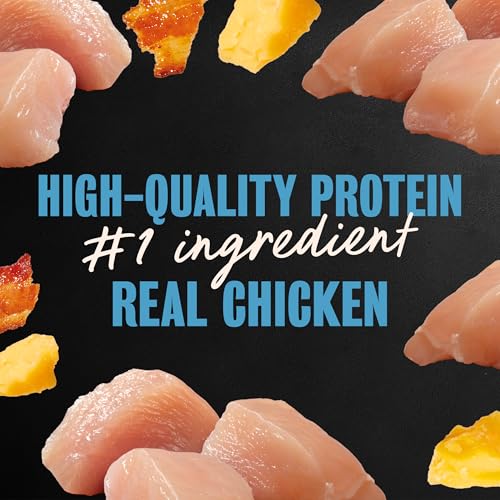Image of Cesar Loaf & Topper Wet Dog Food, Chicken, Bacon & Cheese, 3.5 oz, 24 Count | Real chicken #1 ingredient, easy to digest, no fillers or added sugar, use as meal or food topper, easy peel trays