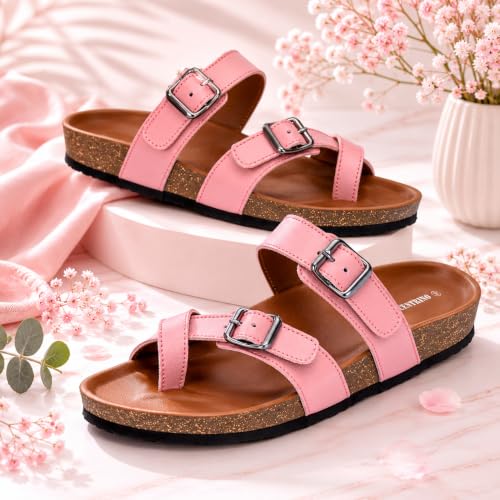 Image of Centrino Women's Berkin-Style Slip-On Sandals | Open Toe Design | Soft PU Footbed | Lightweight & Comfortable | Arch Support | On-Grip Sole | Casual Outdoor Wear (7693)