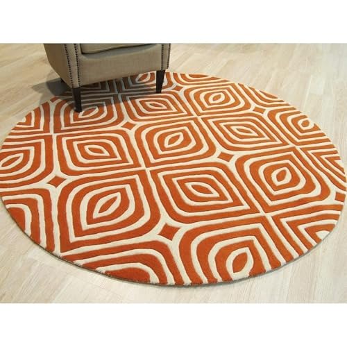 Image of Sifa Carpet Modern Round Area Rug - Hand-Tufted with 100% NZ Wool, Thick & Soft Circular Carpet for Living & Dining Room, Weight -6 Pund, Size-3x3 Feet (36x36 Inch Round)