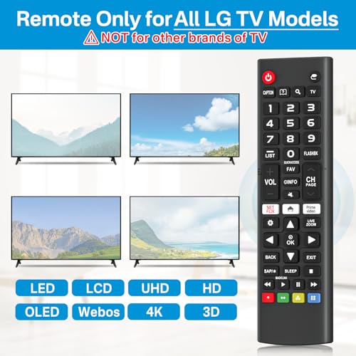 Rimous Remote Compatible with LG TV Remote Control (All Models) for All Smart TV LCD LED 3D AKB75375604 AKB75095307 AKB75675304 Remote Control for LG Remote Replacement with Holder & Battery