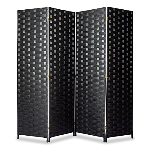 SereneLife Woven Fiber Room Divider - 4-Panel Portable Lightweight Freestanding Indoor Foldable Decorative Partition, Screen Separator, Better Folding Privacy for Living, Dressing Area, Porch, Office SereneLife Woven Fiber Room Divider - 4-Panel Portable Lightweight Freestanding Indoor Foldable Decorative Partition, Screen Separator, Better Folding Privacy for Living, Dressing Area, Porch, Office