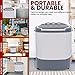 Pyle Portable Washing Machine - Twin Tub 11Lbs Capacity, Compact Mini Laundry Washer (7.7 Lbs) & Spinner (3.3 Lbs) with Timer Control - Perfect for Home, Apartment, Camping, RVs and Dorms (Grey)