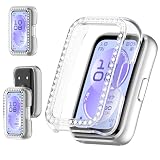 CIOODDW for Huawei Band 11/11 pro カバー ダブルダイヤモンド キラキラ 超簿軽量 PC素材 耐衝撃 装着簡単 Huawei Band 11 PRO 対応 可愛い 傷防止 簡単に取り付け・取 全面保護 ファーウェイバンド 11 ダイヤモンドケース(クリア)