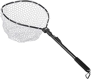 Pêche à la mouche épuisette poisson net pliant portable avec caoutchouc souple Mesh mousqueton pour pêche à la truite Cliquet de libération noire