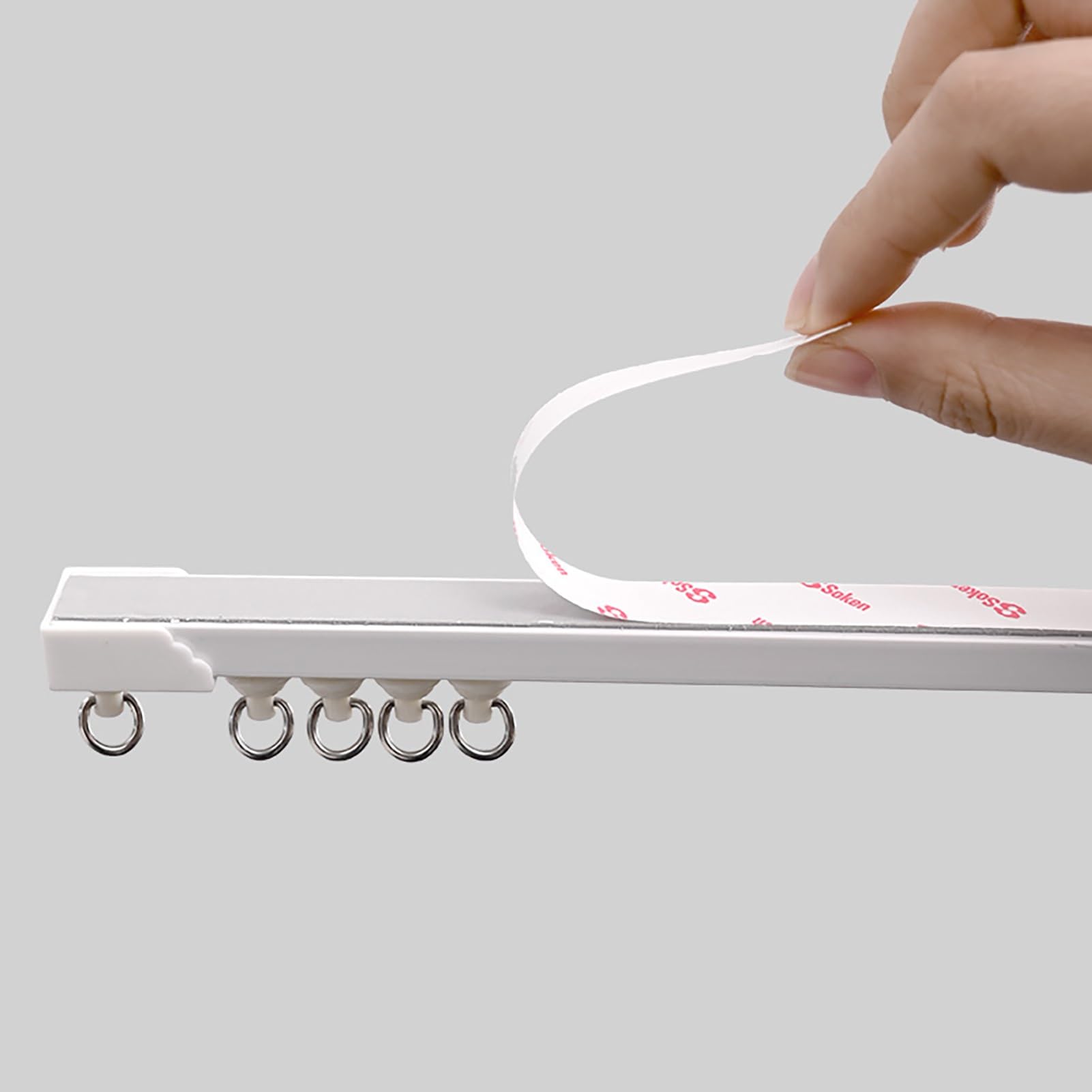 EXCLURA Curtain Track Self Adhesive Ceiling or Wall Curtain Track No Drill, White Plastic Curtain Rail Rods for Windows, No Damage Curtain Tracks for RV, Trailer, Home(Ceiling mount,2.40m (7.9ft))