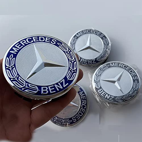 4 - pieceCache-moyeux Logo 75mm （Bleu） Matériau de résine ABS de Haute qualité, exécution exquise pour Jantes en