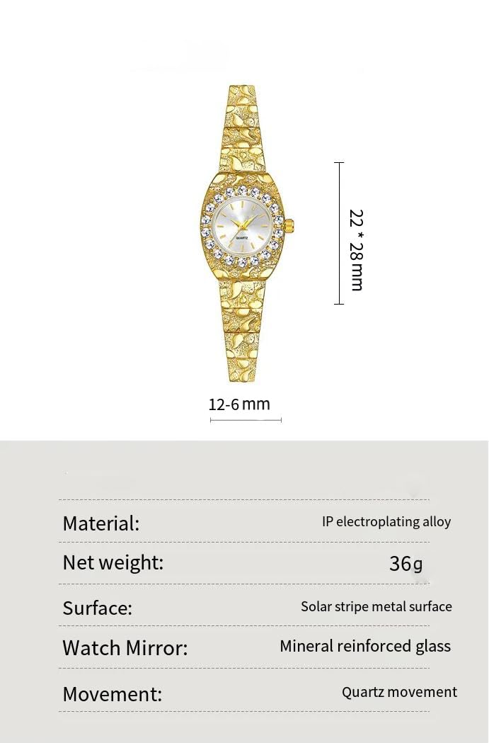 BESTKANG Reloj dorado de lujo para mujer, reloj de pulsera de diamantes de imitación con bisel de diamantes de imitación, reloj analógico de cuarzo, regalo elegante para ella