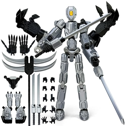 Binvin 8Inch T13 Assembly Completed Action Figure,3D Printed Multi-Jointed Movable Toy Nova 13 Action Figures Desktop Decorations for Game Lovers Toy (Grey)
