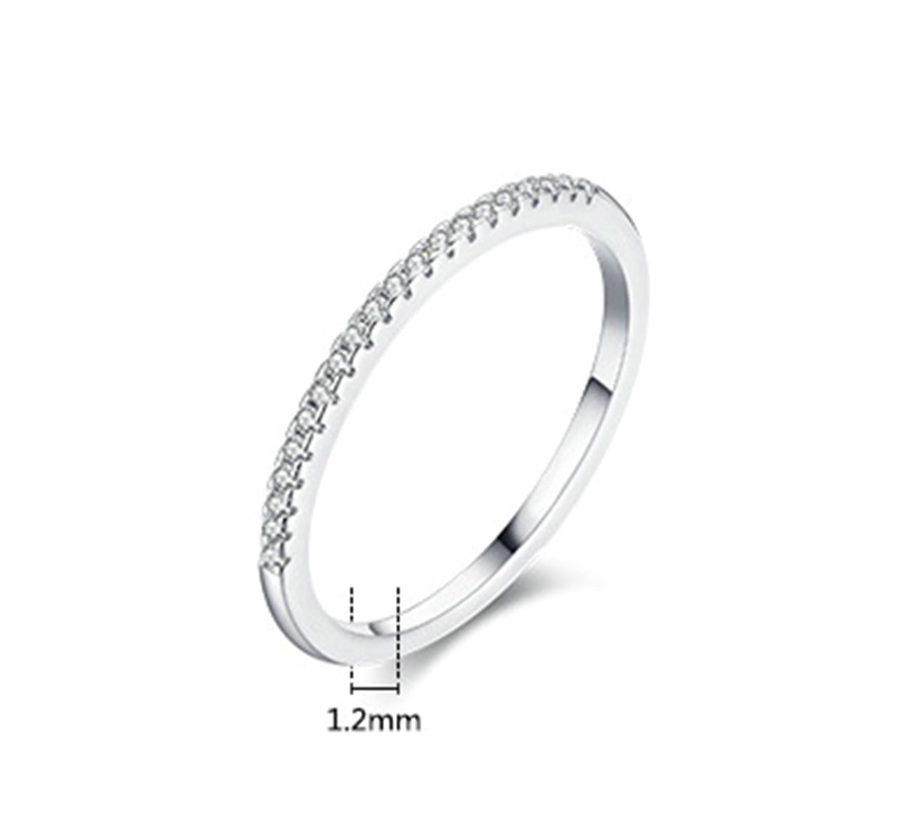 KnSam Par de anillos de oro blanco de 9 K/14 K, moissanit Au375/585, oro blanco, anillo de eternidad, anillo de memoria, joyas auténticas, tallas 47-62