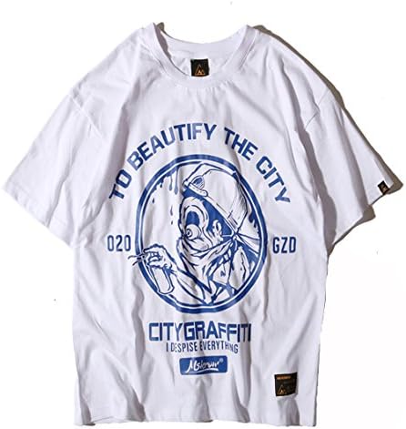 Amazon Msicrow 11 Hiphop メンズ ファッション おしゃれ Tシャツ 綿 個性 春夏 半袖 カジュアル ブランド 原宿スタイル ゆったり 刺繍 アニメ マンガ キャラ 人気 レディース かっこいい 2xl Tシャツ カットソー 通販