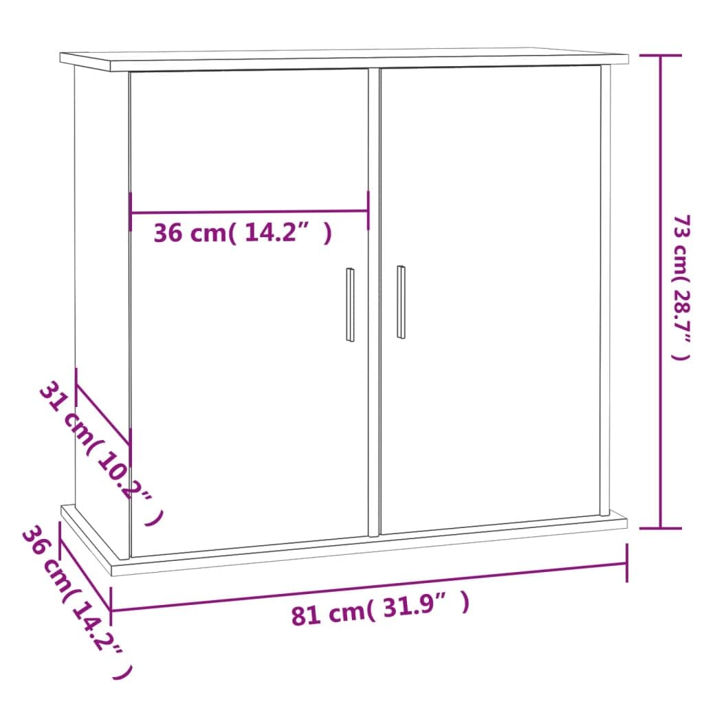 Homgoday Support d'aquarium - Meuble bas pour aquarium - Avec 4 compartiments - Pour un maintien sûr - Chêne Sonoma - 81 x 36 x 73 cm