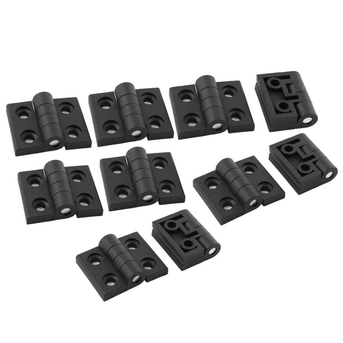 TA-VIGOR 10pcs 57x46mm Reinforced Plastic Folding Hinge, Ball Bearing Hinges for Door, Cabinet, Box, Drawer & Gate Black