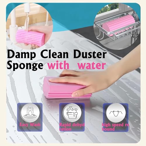 Image of 6pcs Damp Clean Duster Sponge, Reusable Wet Duster Sponge,Multiple Colors of Cleansing and Dusting Tools to aces from, Suitable for Housework, Doors, Windows, Glass, Vents, Blind Dusters