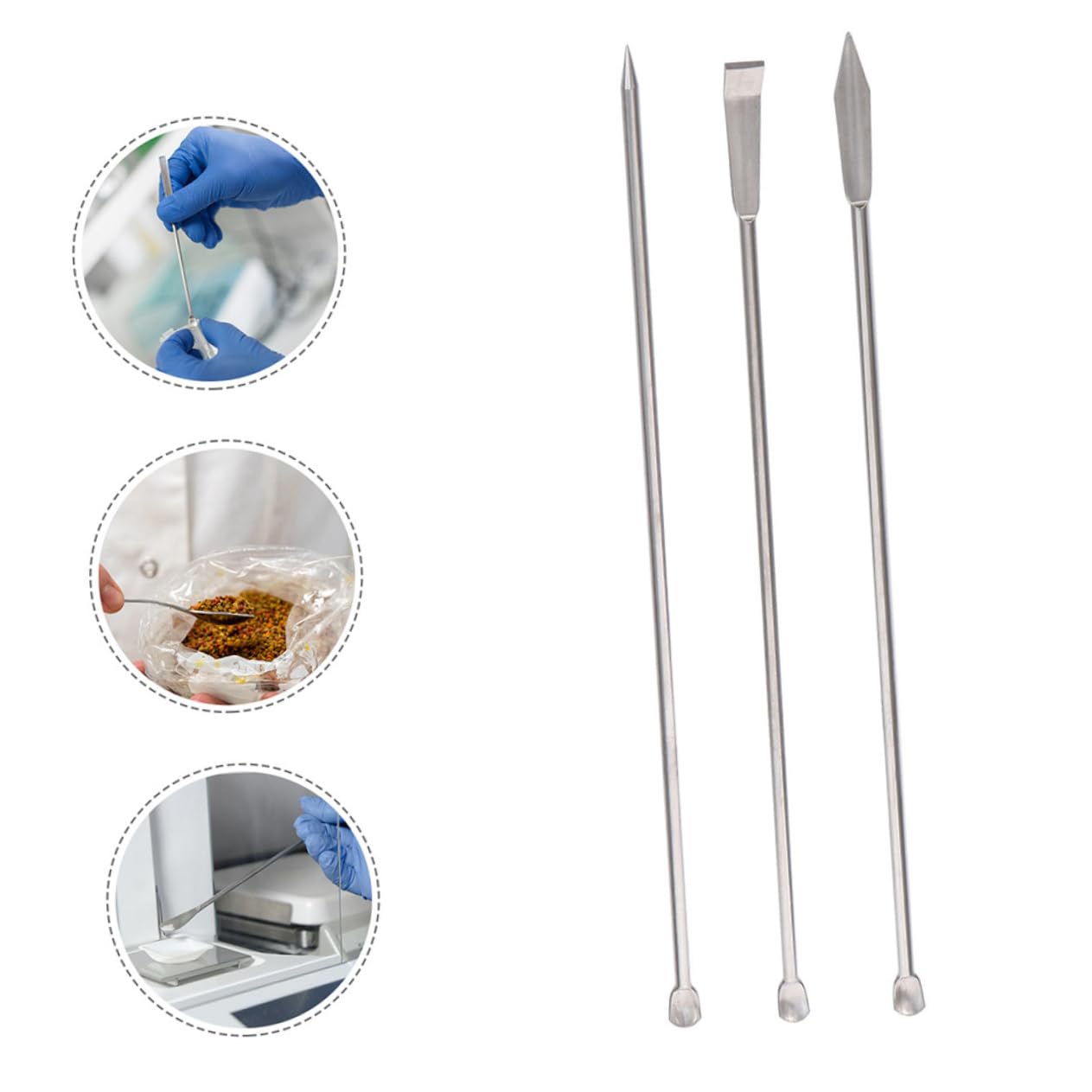 Mobestech 9pcs Stainless Steel Sampling Spoons Tiny Measuring Spoons for Medicine Multipurpose Scoop for Home Laboratory Research Use Smooth Non-Stick Handle for Easy Transfer