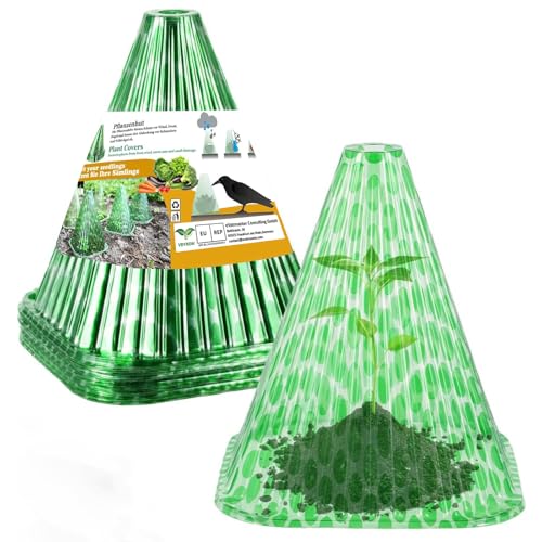 VDYXEW Sombrero para Plantas, Juego de 20 Unidades, de plástico Verde Transparente, protección contra Caracoles, Las inclemencias del Tiempo, pájaros y Animales Salvajes, Sombrero para Plantas