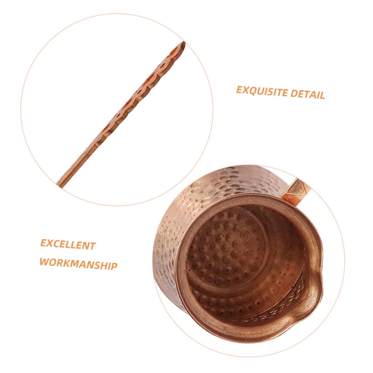 SHERCHPRY Türkische Kaffeekanne Griechische Arabische Kaffeemaschine Handgemachte Ottomane Gehämmertes Kupfer Cezve mit Messinggriff Jezve Briki für Den Herd 320Ml