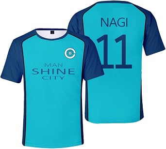 Blue Lock Mikage Cosplay T-Shirt Anime Merch Blue and Cyan Unisex Casual Short Sleeved Tee
