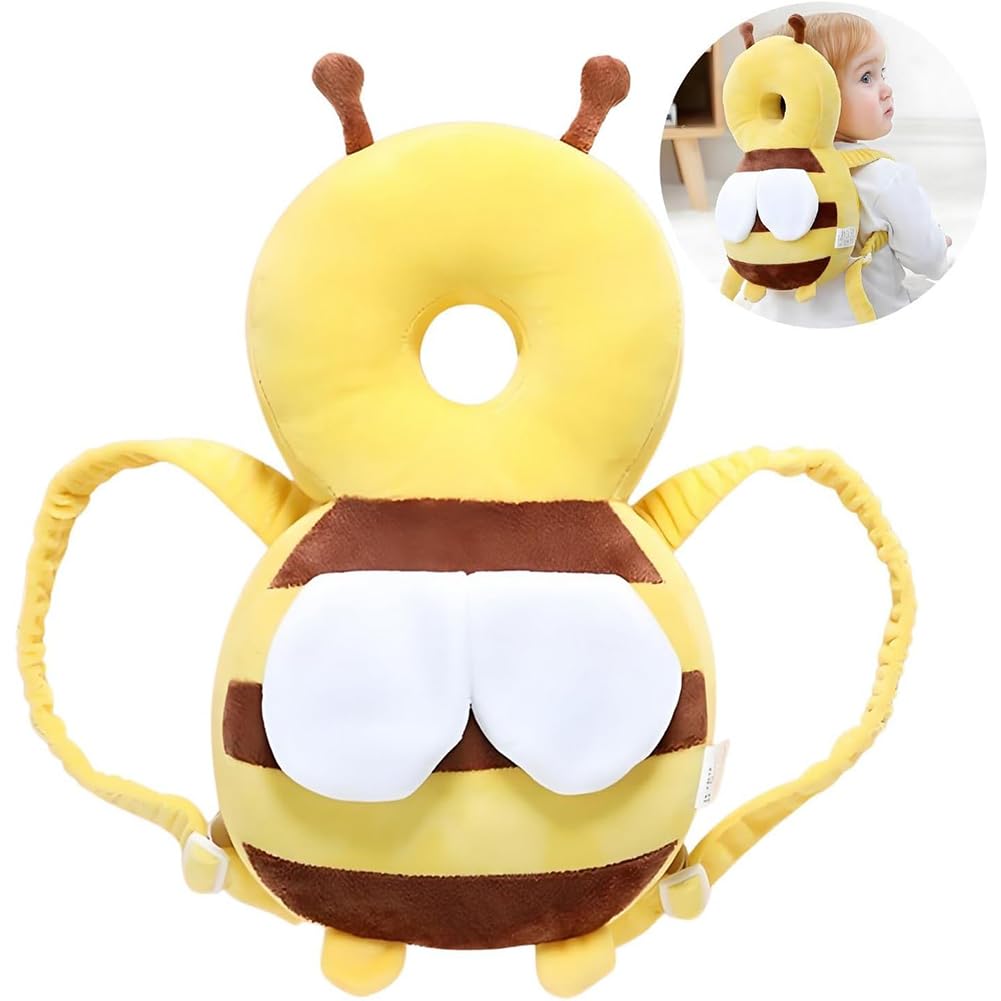 Baby Head Protection Backpack,Breathable and Adjustable Safety Pads, Bee-Shaped,Pp Cotton Fill Protection Pillow,Head Protection Backpack Pad Cushion, Indoor Use,Kids Safety Gear