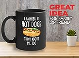 Bubble Hugs Think About Me Mug Black 11Oz - Foodies Funny Sayings Hot Dog Lover Hot Dogs Fan Wiener