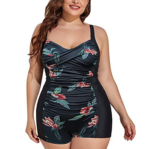 Genérico Bikini Menstrual Traje de baño Vintage de Verano con Estampado Nuevo de Talla Grande para Mujer Traje de baño de Resort de Aguas Termales BañAdores Mujer Natacion BañAdores (Black, XXXXL)