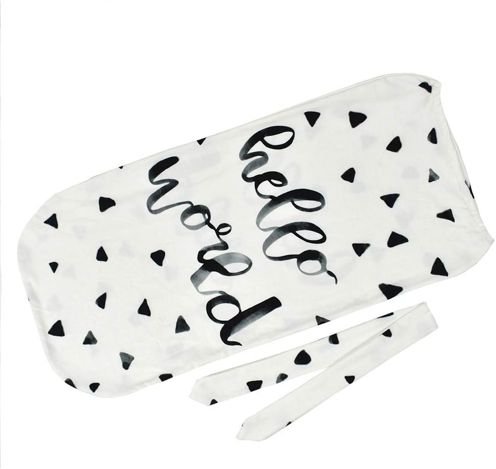 Romiracle Newborn Baby Swaddle Cocoon Sack, Cocoon Swaddle Sleeping Bag, Baby Photo Props (Boys Hello World (Swaddle+Headband))