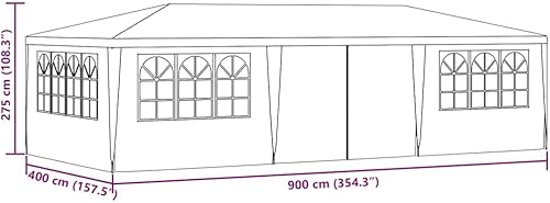 Vista 52 de vidaXL Tienda de campaña profesional para fiestas de 13.1 x 13.1 pies, toldo resistente a la intemperie con paredes laterales, polietileno Azul