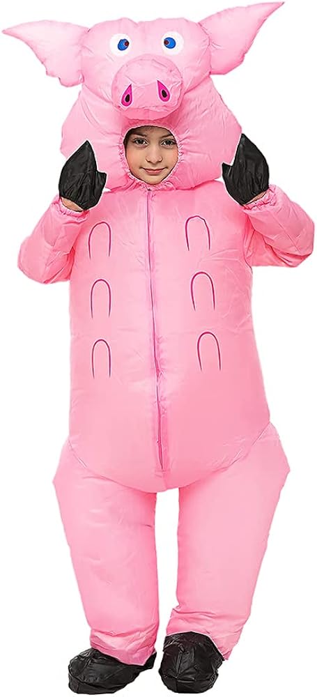RHYTHMARTS Disfraz inflable de cerdo para niños disfraz de cuerpo completo de Halloween para niños talla S