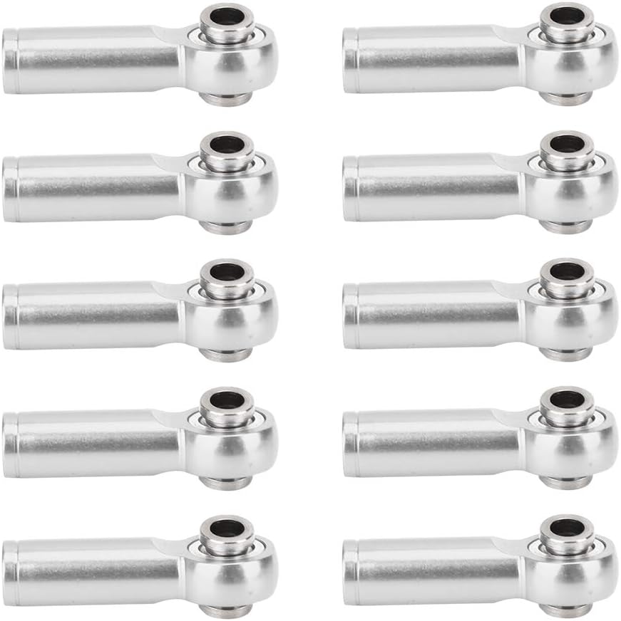 Metal Link Rod End, 10Pcs Aluminium Alloy M4 Positive and Negative Thread Tie Push Link Rod Joint Replacement for 1/10 Model RC Car (Silver)