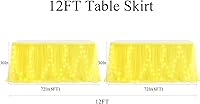 Vista 3 de Paquete de 2 faldas de mesa tutú de netbros con luces, faldas de mesa amarillas para mesas rectangulares de 6 pies, falda tutú de mesa para fiestas