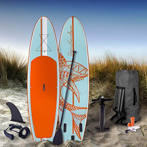Brast Tabla Paddle Surf Hinchable Shark | 300-365Cm Muchos Modelos | Incl. Accesorios Correa Para El Pie, Bomba, Mochila De Transporte | Azul Verde Amarillo Rojo Turquesa Naranja Rosa