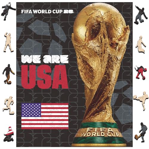 Image of FIFA USA Poster-2 Wooden Puzzle for Adult, 200 Pieces Irregular Shape Puzzle, 5MM Thick, Creative Collectible Gift for Fans, Officially Licensed Product, 9.3 x 12