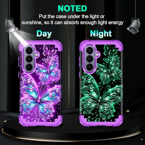 Casetego for Galaxy S26 Plus Case,Glow in The Dark Three Layer Heavy Duty Sturdy Shockproof Full Protection Rugged Hard PC+Soft TPU Bumper Case for Samsung Galaxy S26 Plus 5G 6.7 inch,Dull Purple - image 3