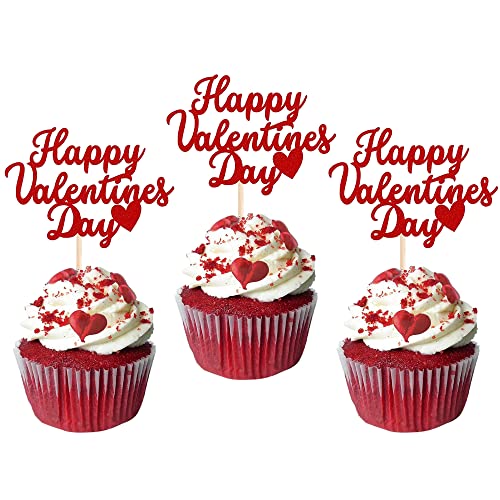 Xsstarmi Paquete de 24 adornos para cupcakes con purpurina para el día de San Valentín, dulce...