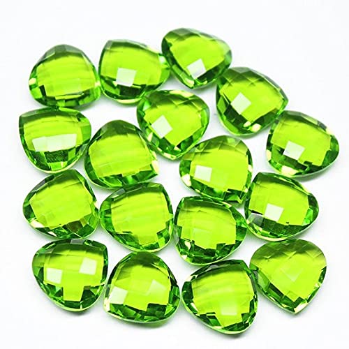 Quartz vert péridot en briolette facettée cœur 14mm pour création de bijoux DIY