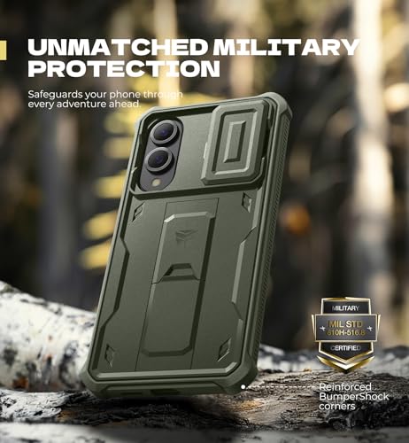 Image of Dexnor for Samsung Galaxy S25 Edge Case with Upgraded Slide Camera Cover & 2 Front Frames & Built-in Screen Protector & Kickstand, Heavy-Duty Rugged Case Full-Body Bumper Protective Cover,Army Green