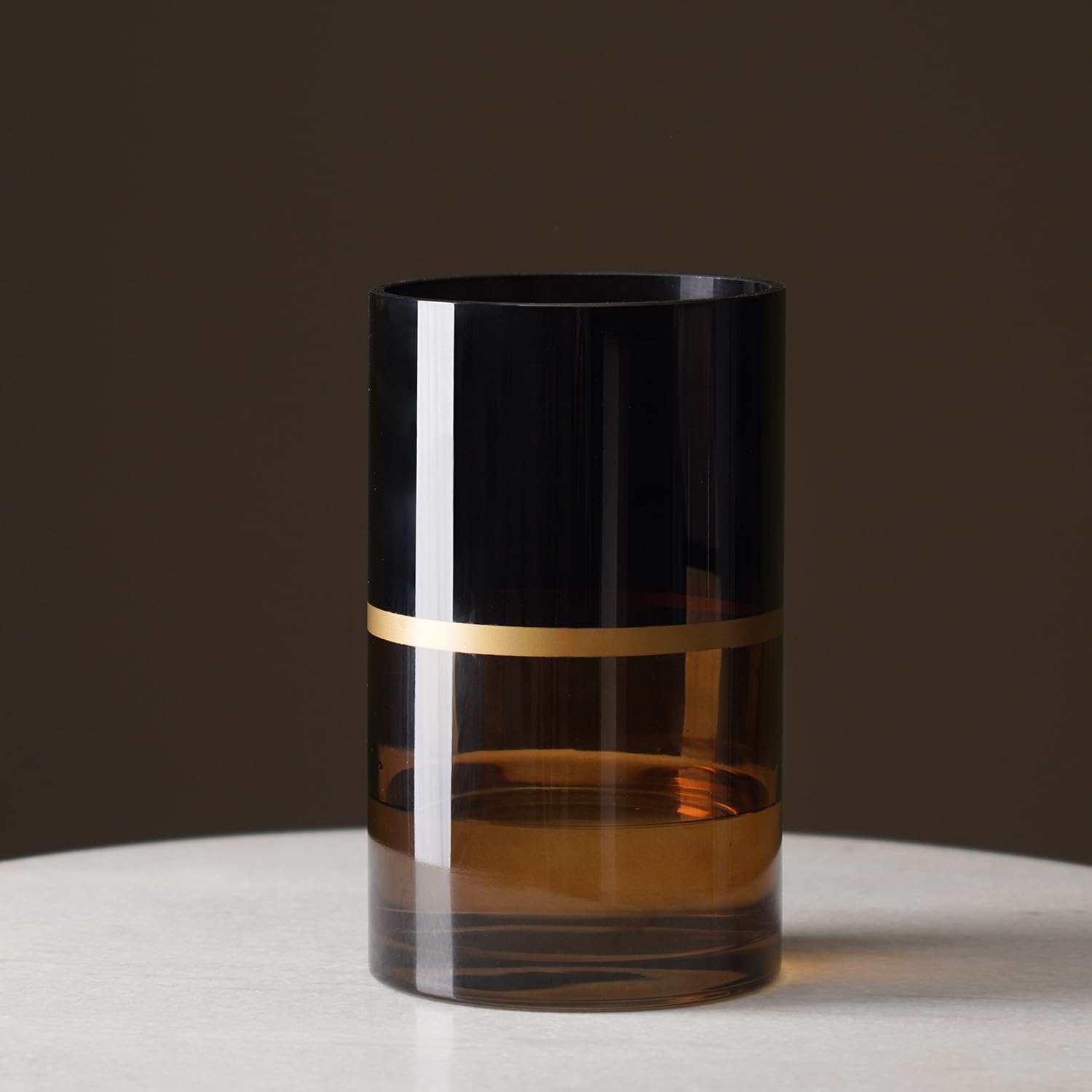 Pure Home + Living Brown & Black Two Tone Cylindrical Glass Vase Perfect for Wedding & Home Decorative for Home Decor Living Room Office (Pack of 1)-image-27