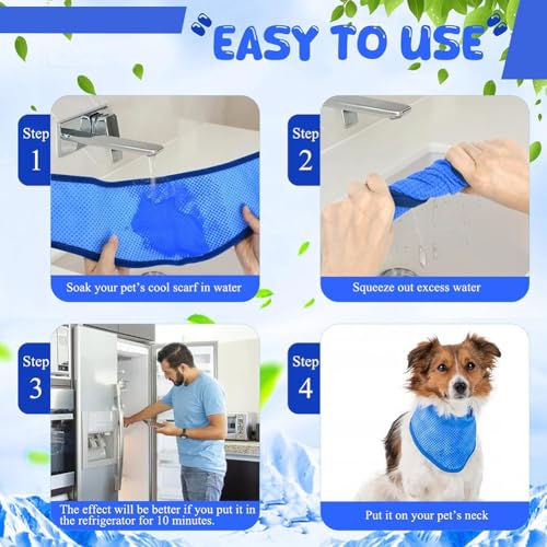 2 Stück Hund Kühlende Bandana, Verstellbare Atmungsaktive EIS-Halsband Schal für Sommer Hitze, Verhindert Überhitzung Sommer Unentbehrlich für Outdoor-Abenteuer(L)