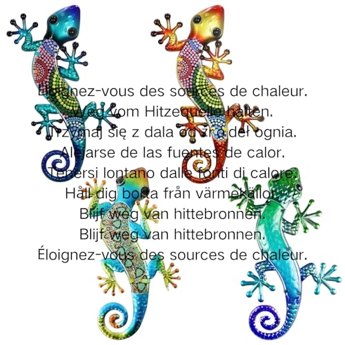 Generisch 4-stückiges vielfarbiges Geckos-Gartenzäun-dekorationsset, Außendekoration, Gecko-Dekoration, geeignet für Außenbereiche, Gärten, Schlafzimmer, Heimdekoration