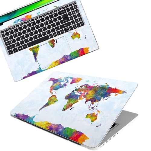 Image of Galaxsia World Map D1 Full Body Vinyl Laptop Skin /Sticker /Cover Upto 15.6 Inches Laptops Laminated-Removable-HD Quality Compatible for Hp-Dell-Sony-Lenovo-Asus etc.(15x10 Inches)