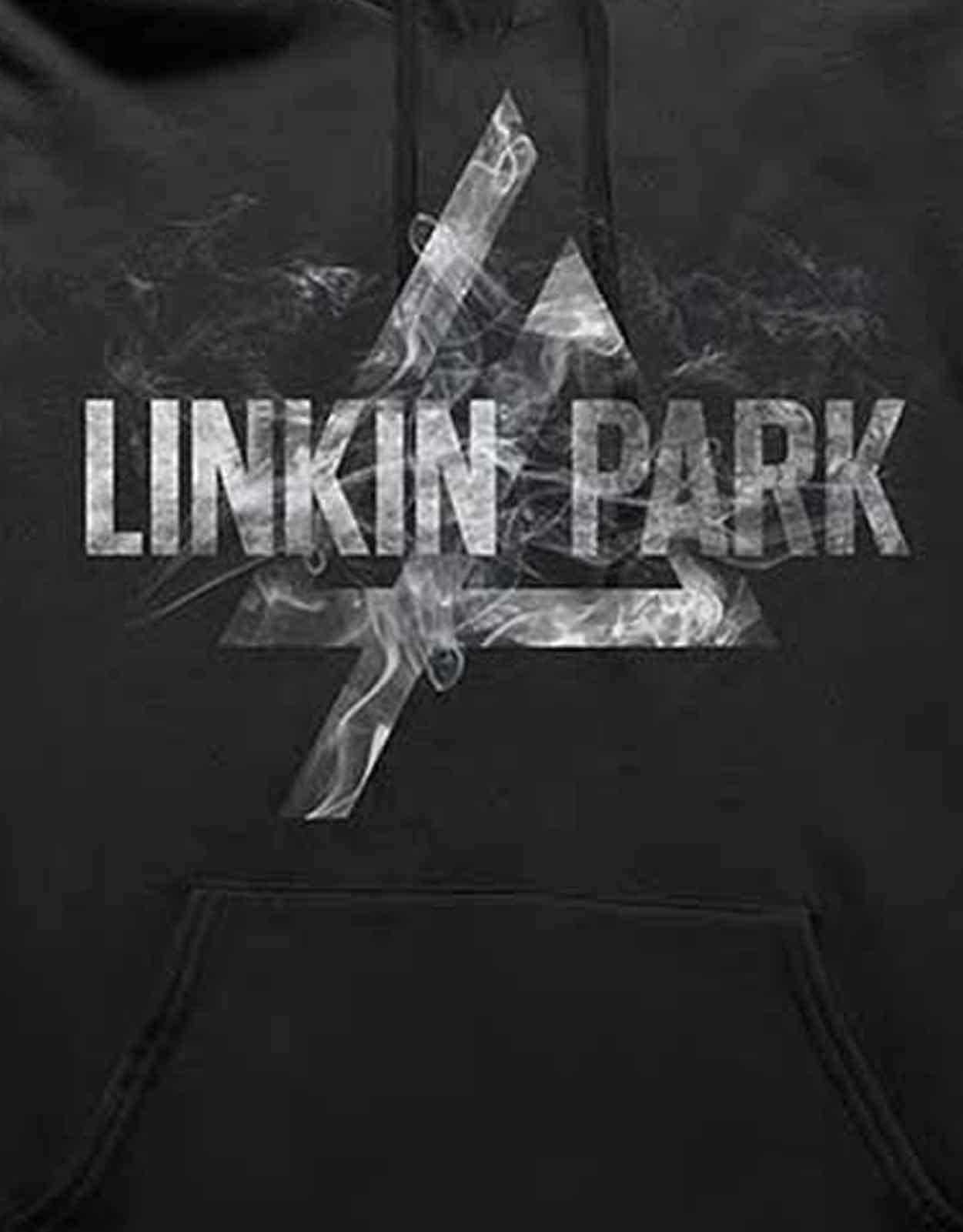 Linkin Park Felpa con Cappuccio Smoke Band Logo Nuovo Ufficiale Uomo Nero